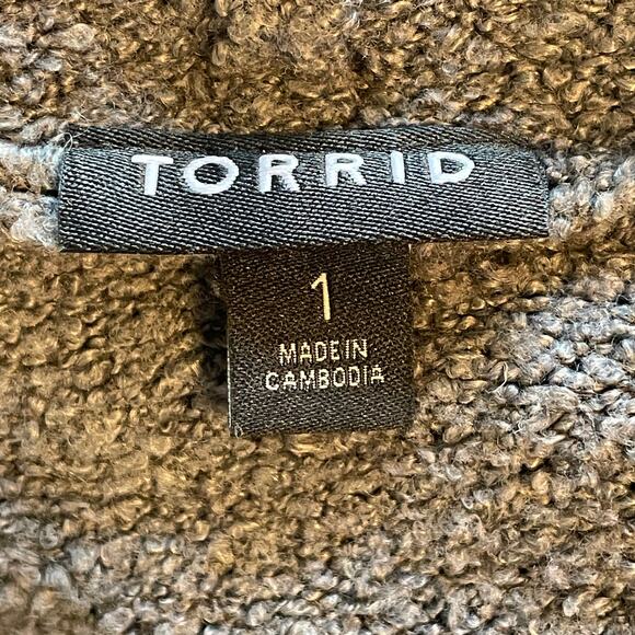 Torrid Boho Cardigan Womens Size 1X Gray Striped Chunky Knit Hooded Sweater - Picture 7 of 10